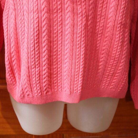 Wainscott VTG Pink Cable Knit Turtle Neck Pullover Sweater Large - Picture 11 of 13